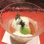 燈々庵 - １人分のデザート（煮トマトと夏柑ゼリー）
