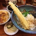 Udonya Mennosuke - アナゴぶっかけ温麺+ミニカツ丼