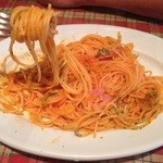 イタリア食堂グランデ - ベーコンとオニオンのトマトスパゲッティ