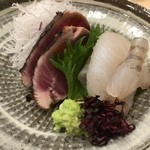 鮨 田なべ - 平目に鰹のタタキ