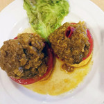 おいしいカレー工房 ひつじや - 201508ランチマトンとトマトとポテト上から