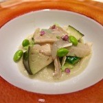 Convivio - 【15年7月】なすと胡瓜、きのこ（だったかな？）の夏野菜にやまとしじみのジュレが！