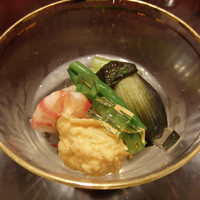 日本料理 太月 - 炊き合わせ、はす芋、鹿児島クルマエビ、穴子黄身揚げ(2015/6)