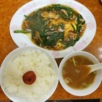 石狩亭 - 大船最強ニラ肉玉子炒めライス❤梅干しはサービス(*´∀`)♪