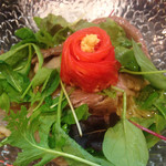 烈志笑魚油 麺香房 三く - 限定の肉ひやし