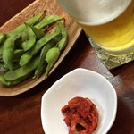 清加和 - お通しは枝豆とチャンジャ