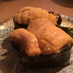 廻鮮寿司 塩釜港 - 雲丹の握り（2015.8）