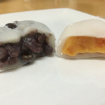 追分だんご本舗 - 豆大福とあんず大福(2015.8.6撮影)