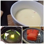 Sushidokoroariyoshi - 共通・・蟹肉入りの茶碗蒸しが付きます。美味しいですよ。
                      「お吸い物」と「スイカ」