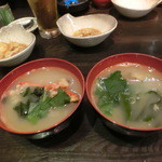 あぷちゃ - 金目のあらのお味噌汁。これまた美味しい。