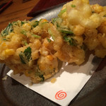 とうもろこしとほたてのかき揚げ