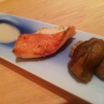 さえ喜 - 焼もの 北海道産きんき陰干しと千両茄子 ピュアホワイト(コーン)のソースで