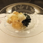 旬菜 おぐら家 - 毛ガニと金時草のお通し