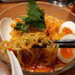 福の神食堂 - 平打ちの太麺に"カラムーチョ"が良く絡ﾑｰﾁｮ♡