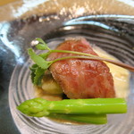 ふじ - 27年8月　ローストビーフとアスパラ、無花果　胡麻ダレ