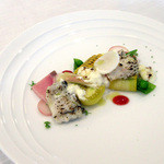 チェネッタ バルバ - 2.鱧のアロスティートと夏野菜のサラダ 自家製プロシュートコットを添えて(8月お昼コース)