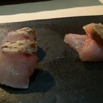 鮨四季の味 しおん - のど黒，きんきの造り肝もそえ