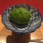 にくの匠 三芳 - ⑪お抹茶とシャーベット白州の薫り