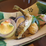 米倉 - 15.6月 海老黄身酢、いしなぎ手毬寿司、稚鮎など