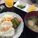 乗瀬高原荘 - 朝食  ハート型の目玉焼き