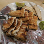 治鮨 - 27年8月　穴子・早松茸焼き　酢橘