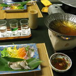 藤井荘 - 鮎のしゃぶしゃぶ（夏野菜仕立てちり酢で）