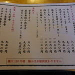 三ツ島 真打 - メニュー裏