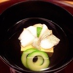 結びキス、玉子豆腐、うりのお椀