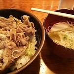 Shubou Tomarigi - 【2015年8月11日】牛すき丼(大盛り)+にゅうめん