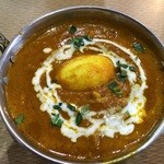Indian Restaurant D SAGARMATHA - 201508 ｻｶﾞﾙﾏｰﾀ ★日替わりｶﾚｰｾｯﾄ（ﾀﾏｺﾞ＆ｷｰﾏ）（800円）★これに「サラダ・スープ・ドリンク・ナンorライス」が付きます。ナン＆ライスはお代わり自由です(^_^)/