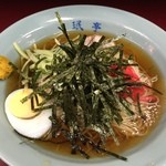 珉亭 - Aug 2015　冷しそば800円　正面　海苔多過ぎ、、、