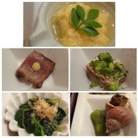 馳走や直 赤坂本店 - ＊「穴子の南蛮漬け」「モロヘイヤのお浸し」「鱧の卵とじ」「自家製オイルサーディン」「和牛のローストビーフ」「つぶ貝」など。
                どれも丁寧に作られいいお味です。