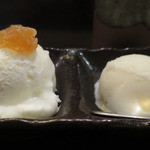 金武 - サウス＆ノースのジェラートがコース料理のデザートでした。美味しい！