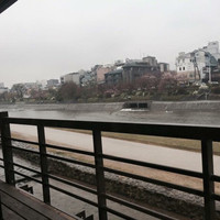 眺河　先斗町～華～ - 店内窓際。天気が良ければなぁ…