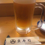 貴寿司 - 一杯目の生ビール！