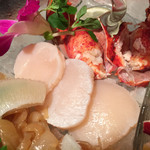 中国料理 陽明殿 - 中央、ホタテ、右上、オマールエビの腕