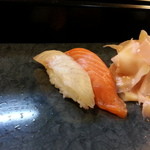 丸八寿司 - シマアジ、サーモン