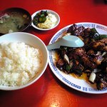 三幸飯店 - ７番定食(鶏肉と筍の味噌炒め)　