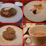 オステリア ブッコ - もち豚の白桃煮込み、マッシュポテト添え、パンナコッタとチーズケーキ、エスプレッソ