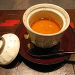 京都 なだ万 賓館 - 豆乳とマスカルポーネチーズスープむしの蓋の中(2015.05)