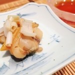 すし匠 - アサリと白ネギに酢橘掛け