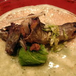 草喰 なかひがし - ５月焼き物【岩魚塩焼き・ノビル酢】