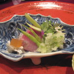 草喰 なかひがし - ５月造り【鯉へぎ造り・刻みノビル入り大根おろし・カラスノエンドウ…