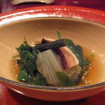 草喰 なかひがし - ５月止め肴【三つ葉・焼き椎茸・レタス】