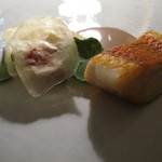 ドミニク・ブシェ トーキョー - 尾長鯛のポワレ　アオリイカとトマトコンフィ　夏野菜のソテー　ソースオリーブ