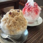 vuori - ～vuori～
      前：ほうじ茶ミルク
      奥：生いちごミルク