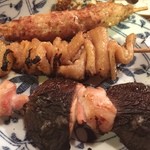 焼鳥 若竹 - つくね、皮、椎茸
