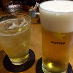 四季肴酒家 きなり - H27.08.12　完熟梅酒ソーダ割り・黒ラベル生