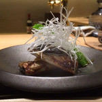 一献 - 焼き鮎と賀茂茄子の田楽(2015/8月撮影)