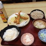 藪伊豆小宮商店 - 201508 藪伊豆 ★エビフライ定食（750円）★エビが小さい・・・(^_^;)